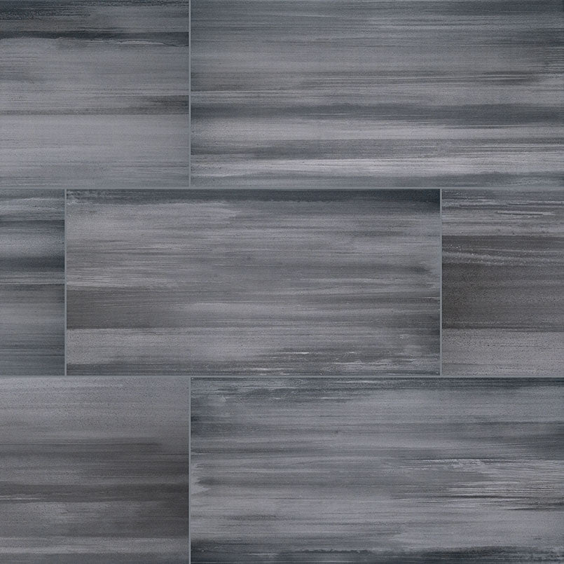 Watercolor Graphite Matte Porcelain Chevron Mosaic - straight on